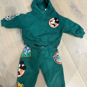 Disney sweat suit set in a green for disneys 100 anniversary SET